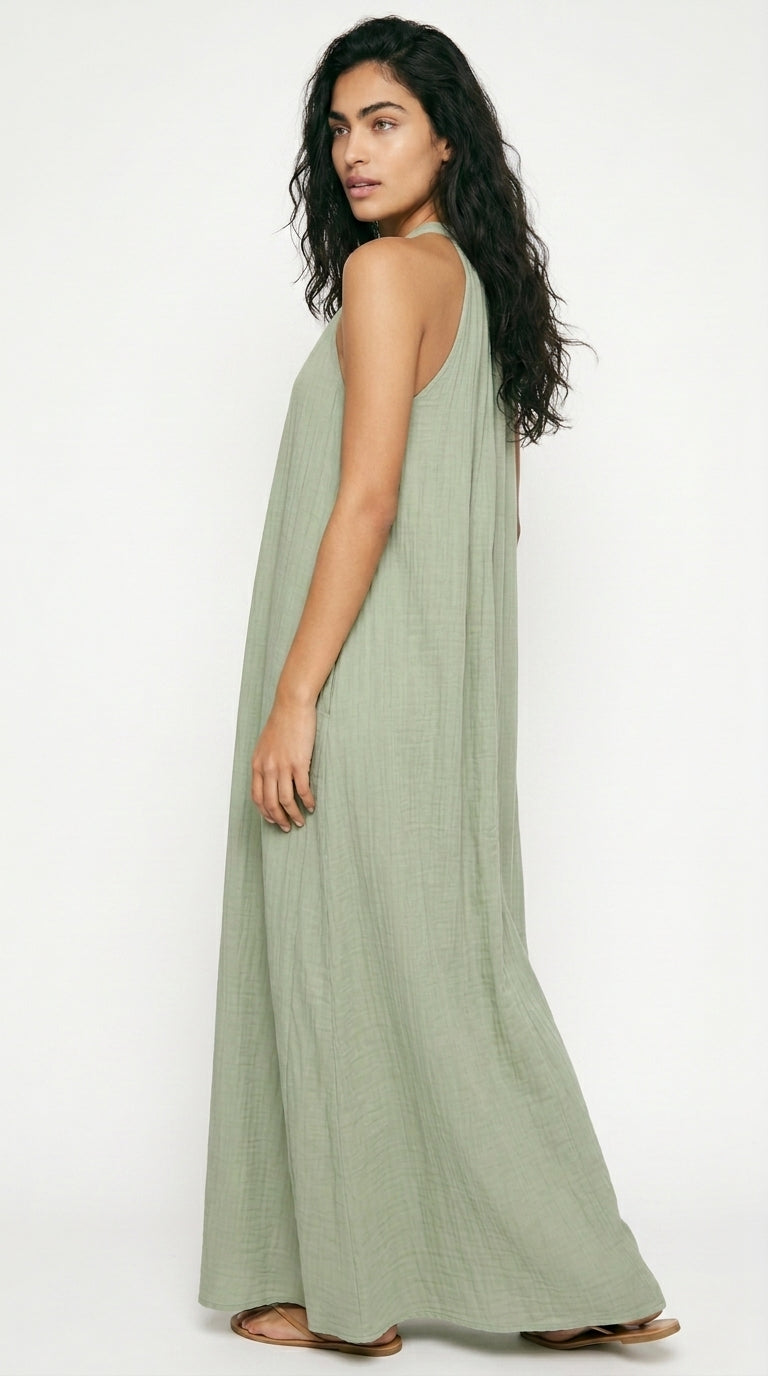 Halter Neck Maxi Dress Loose Fit Sleeveless Summer Dress