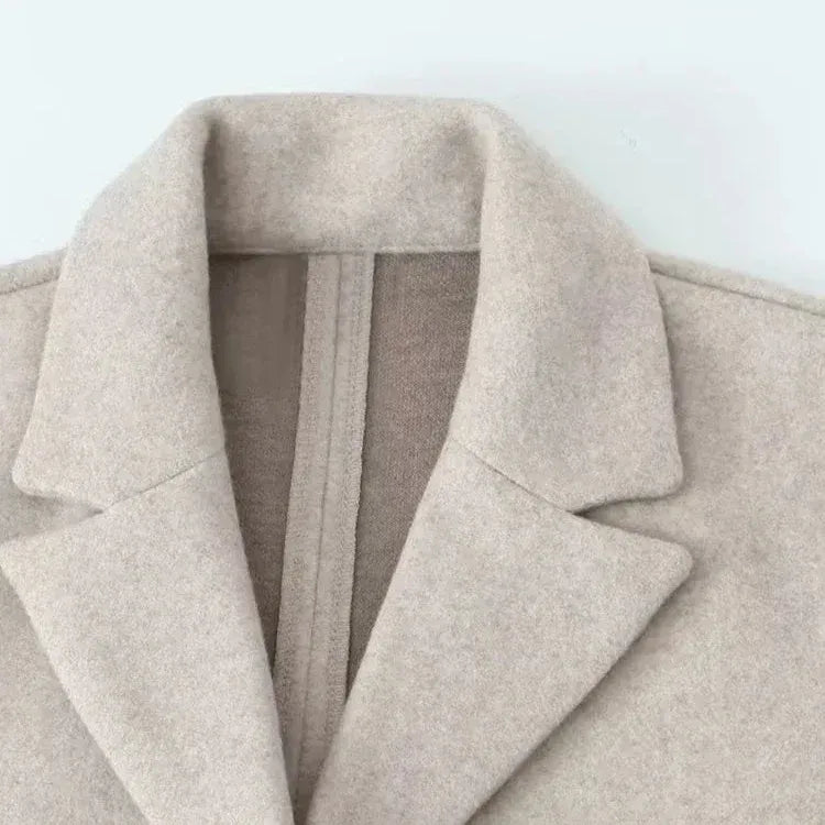 Women's Wool-Blend Longline Coat – Tailored Lapel