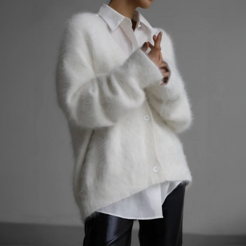 Women's Fluffy Knit Cardigan – Oversized Fit