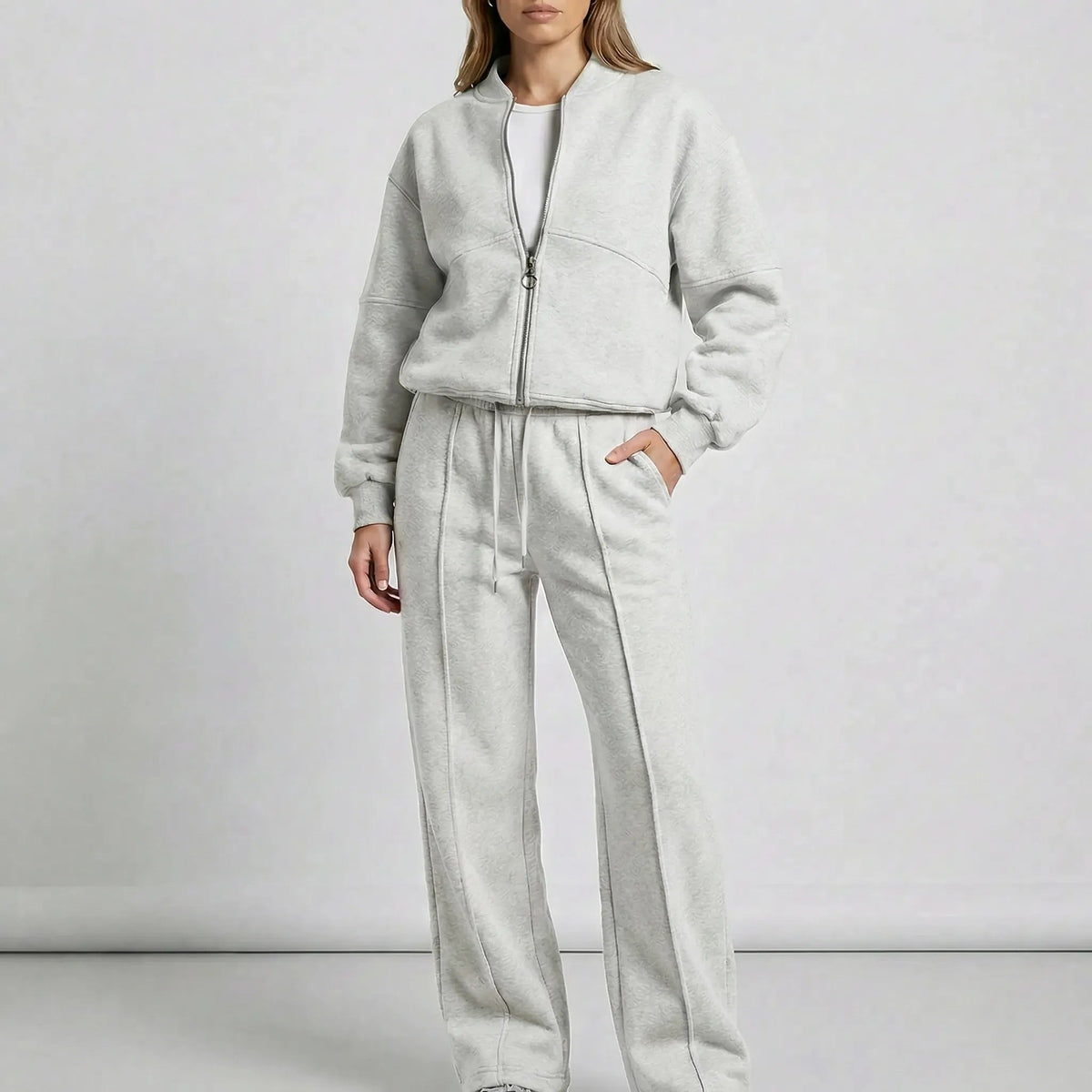 Women's Bomber Jacket & Wide Leg Trousers Co-ord Set
