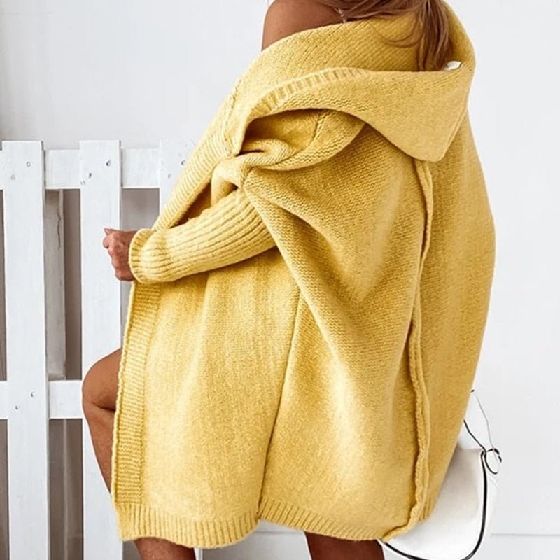Women's Chunky Knit Hooded Cardigan