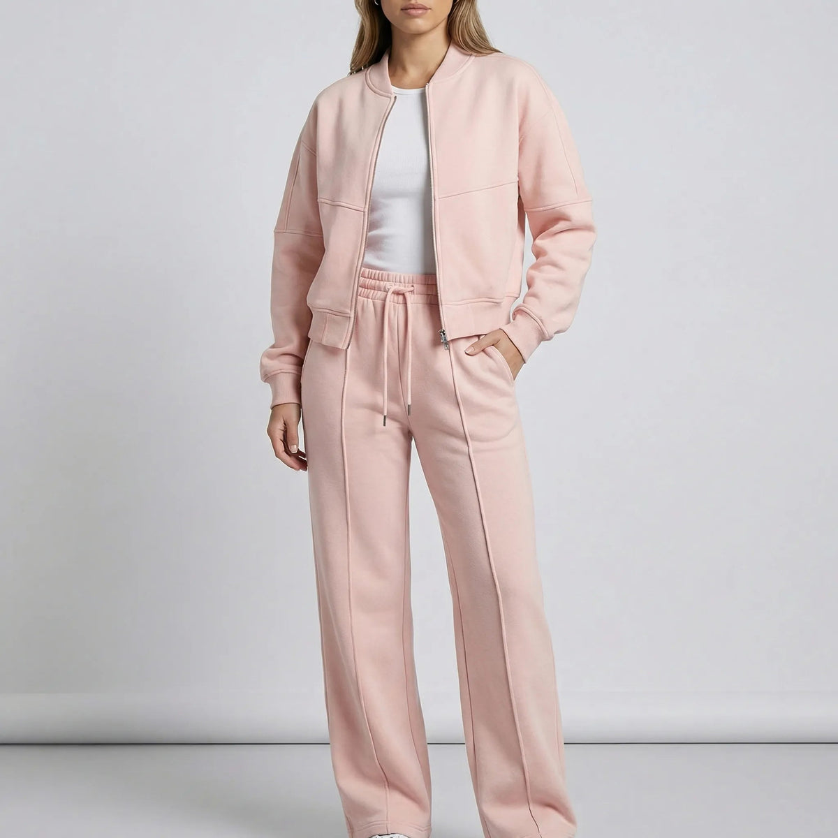 Women's Bomber Jacket & Wide Leg Trousers Co-ord Set