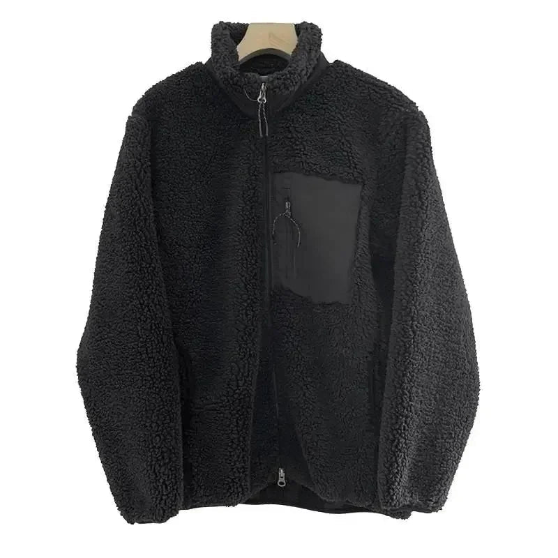Women's Teddy Fleece Jacket – High Collar Contrast Zip Pocket
