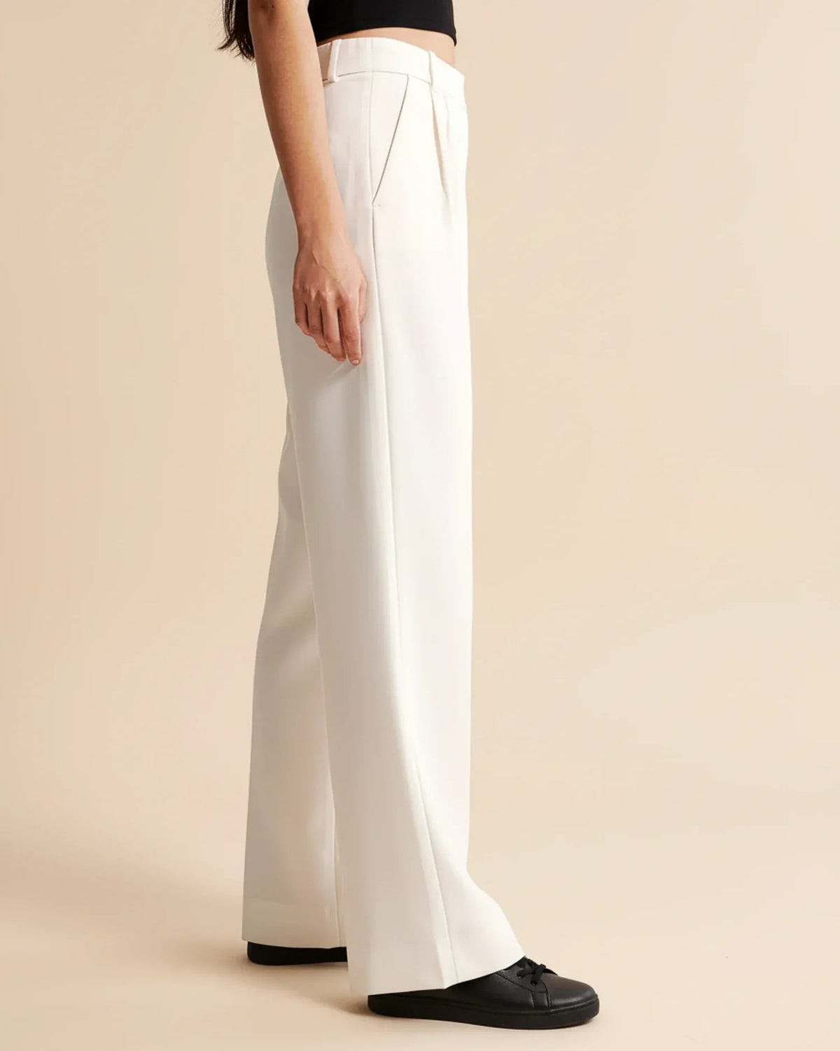 Women's Wide Leg Trousers – Pleated High-Waist Tailored