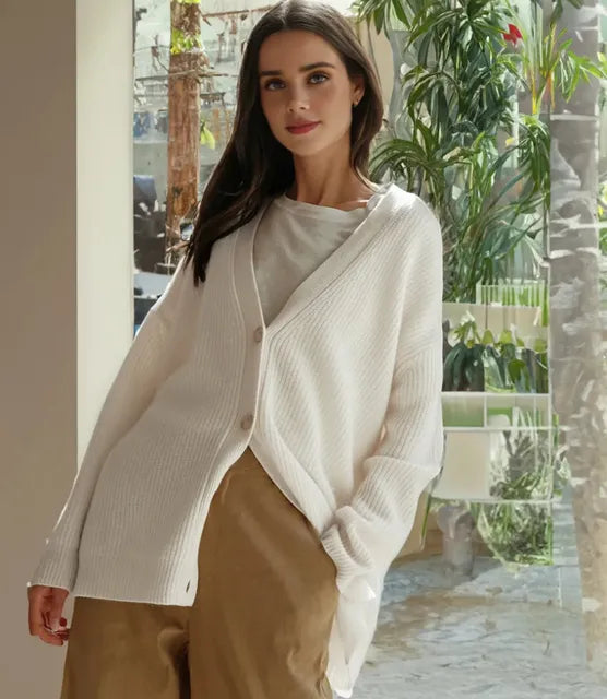 Women's Ribbed Knit Cardigan – Oversized Fit