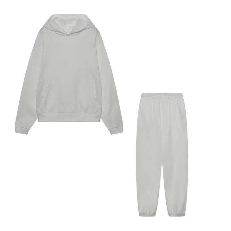 Women's Cropped Hoodie & Jogger Co-ord Set, Oversized Loungewear