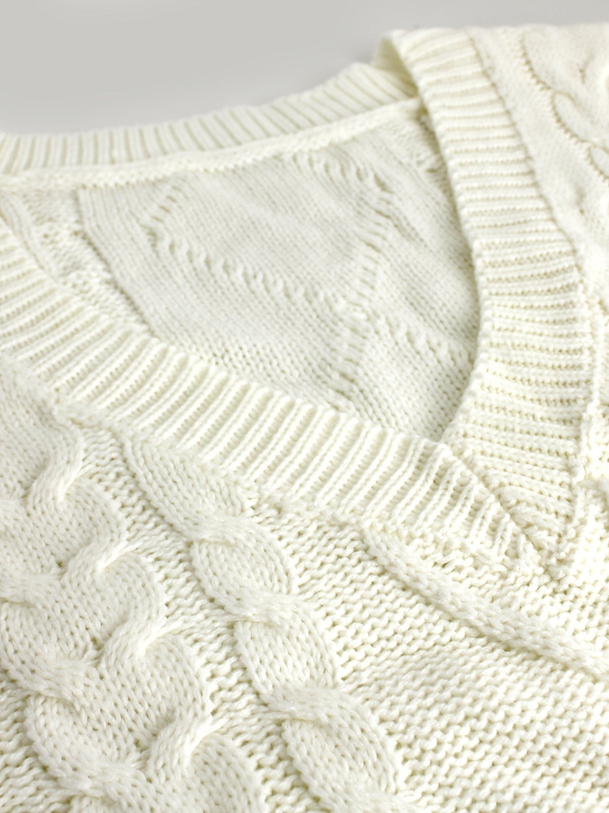 Women's Cable Knit V-Neck Jumper Vest, Preppy Layering Piece