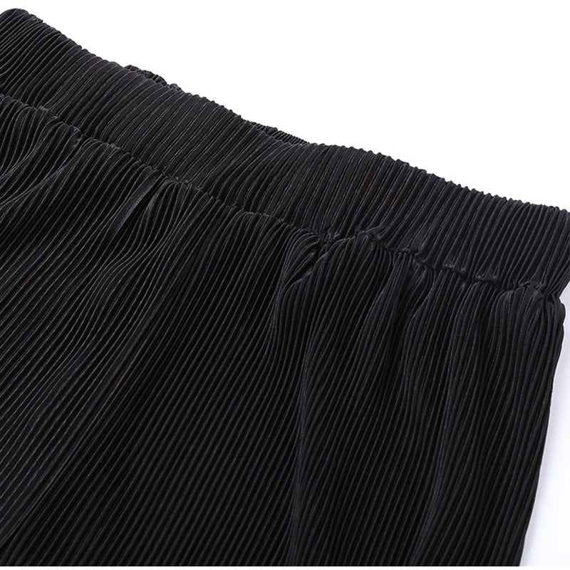 Women's Plisse Co-ord Set – Oversized Shirt & Wide Leg Trousers