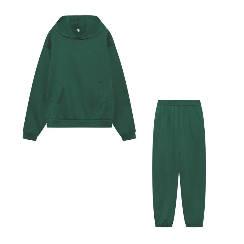 Women's Cropped Hoodie & Jogger Co-ord Set, Oversized Loungewear