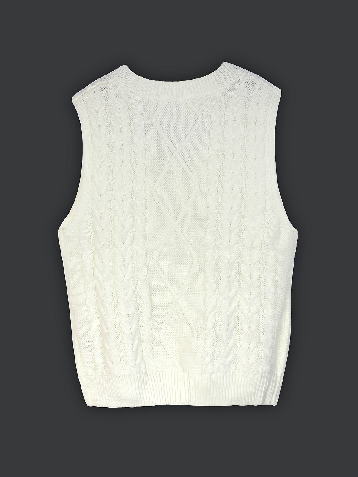 Women's Cable Knit V-Neck Jumper Vest, Preppy Layering Piece