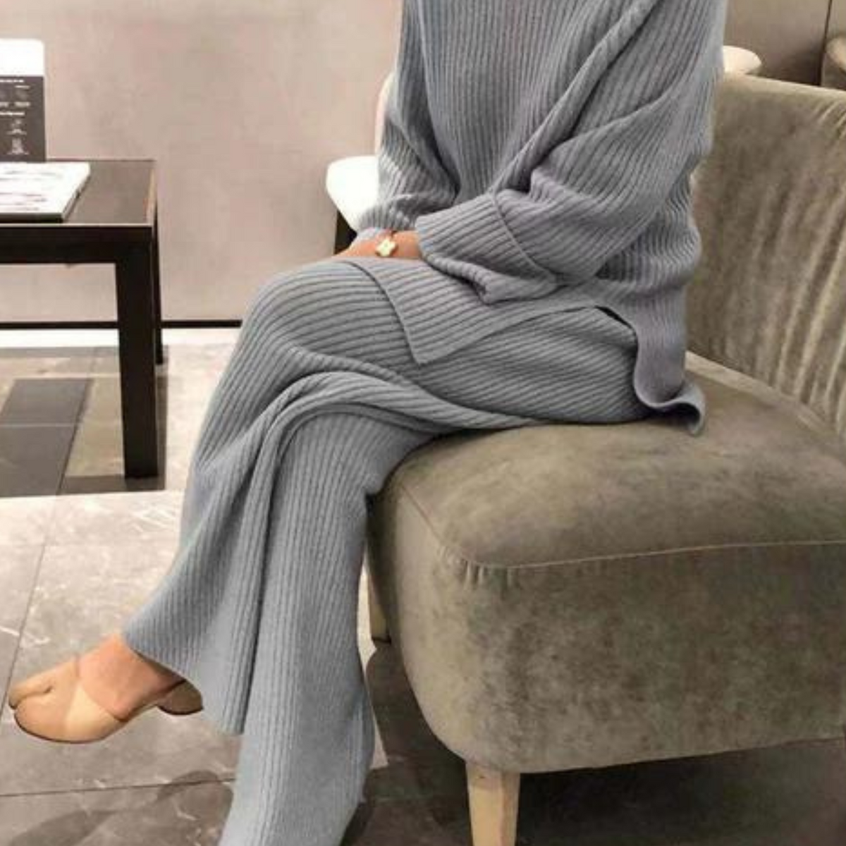 Women's Ribbed Knit Jumper & Trouser Co-ord Set