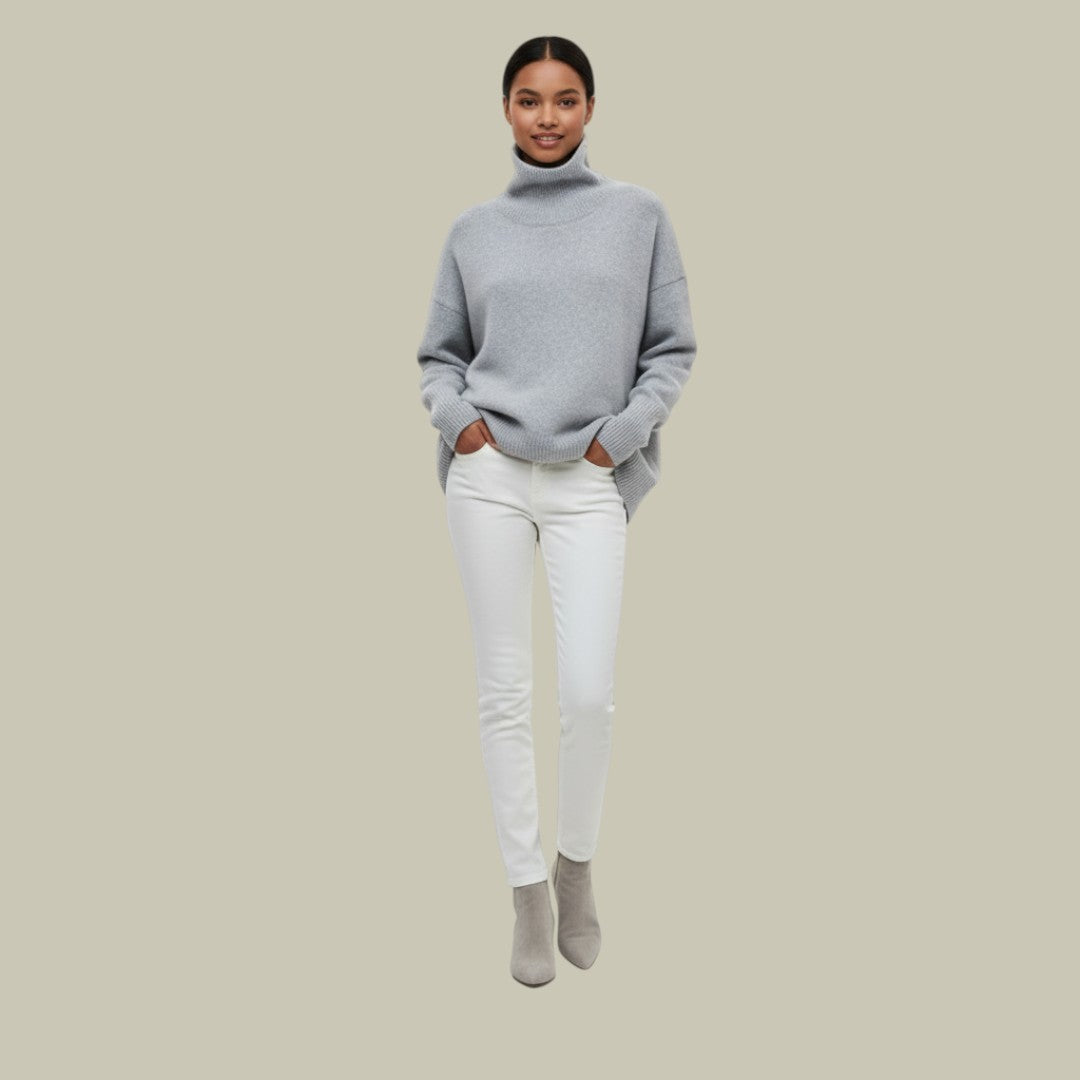 Women's Oversized Roll Neck Jumper – Grey