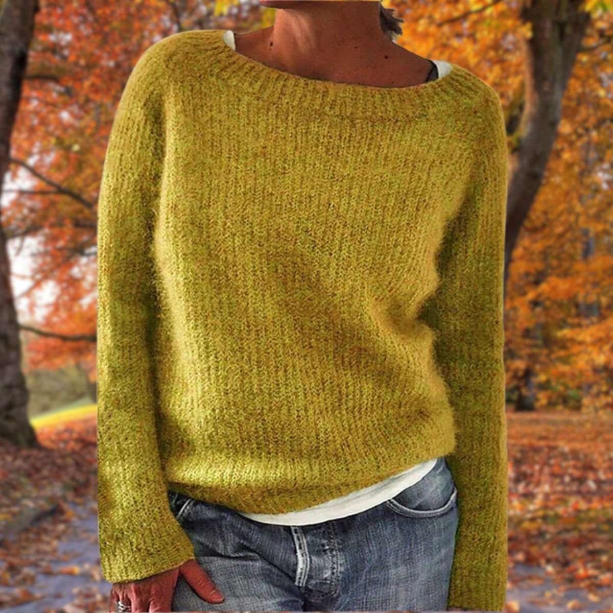 Women's Boat Neck Layered Knit Jumper – Dropped Shoulder Autumn Sweater