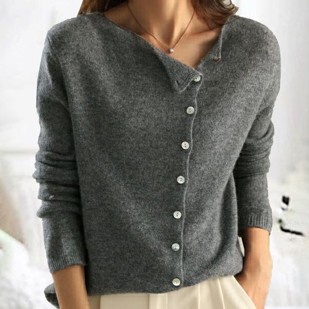 Women's Asymmetric Button Jumper, Long Sleeve