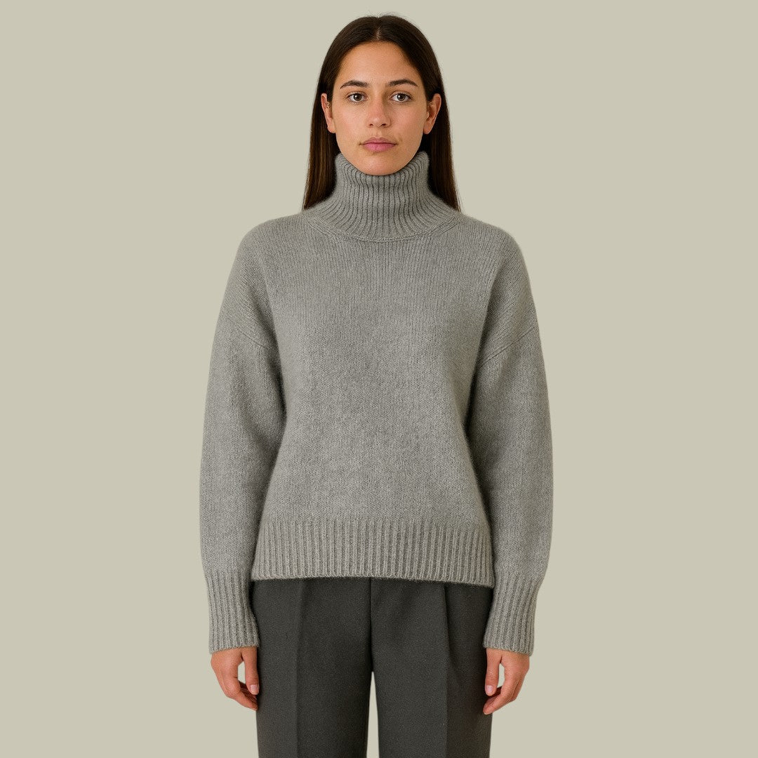 Women's Merino Wool Jumper – Roll Neck – Grey