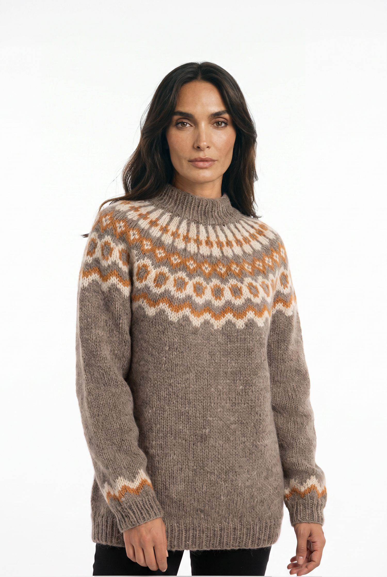 Women's Fair Isle Knit Jumper – Turtleneck Nordic Pattern