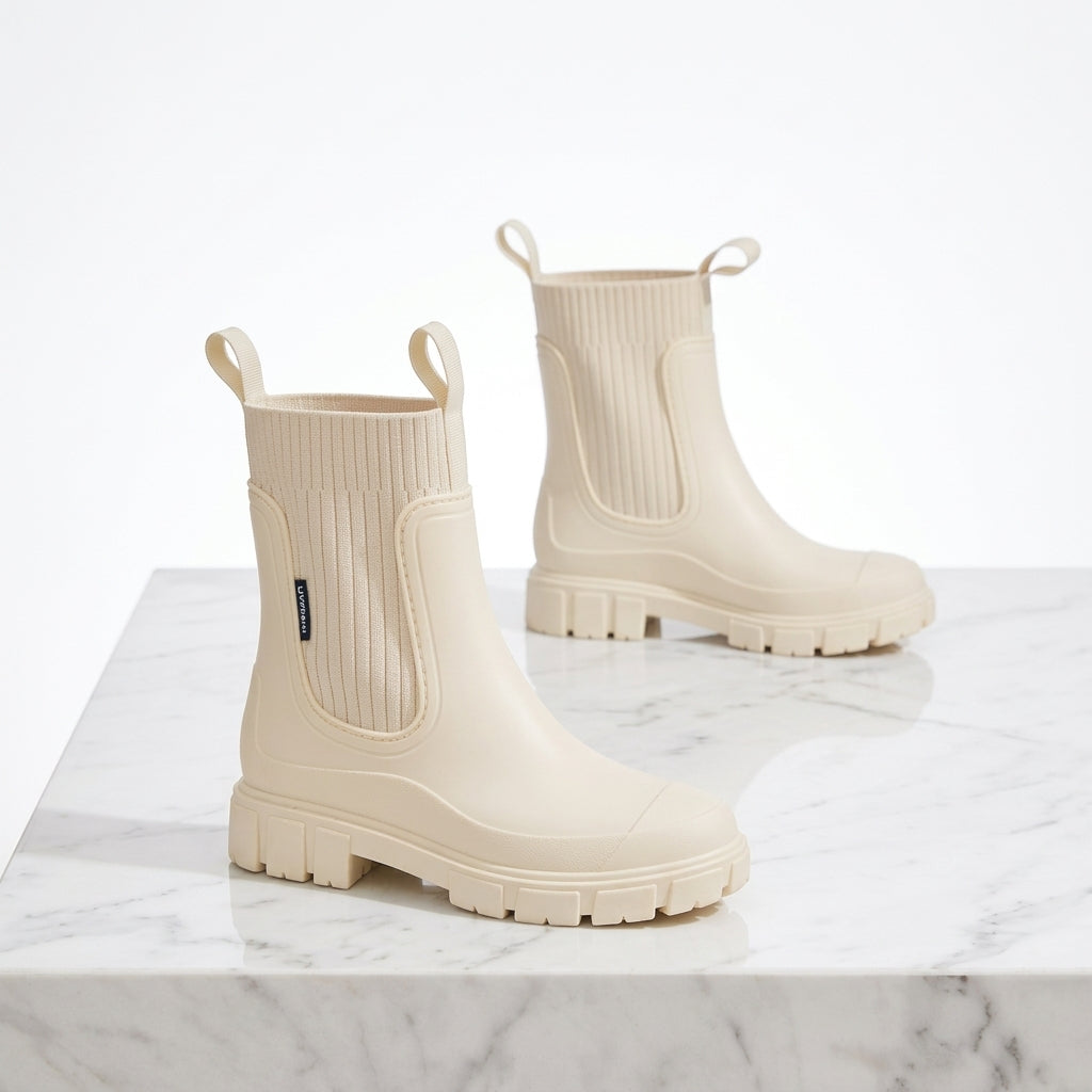 Women's Chunky Chelsea Boots – Ribbed-Knit Ankle Boots