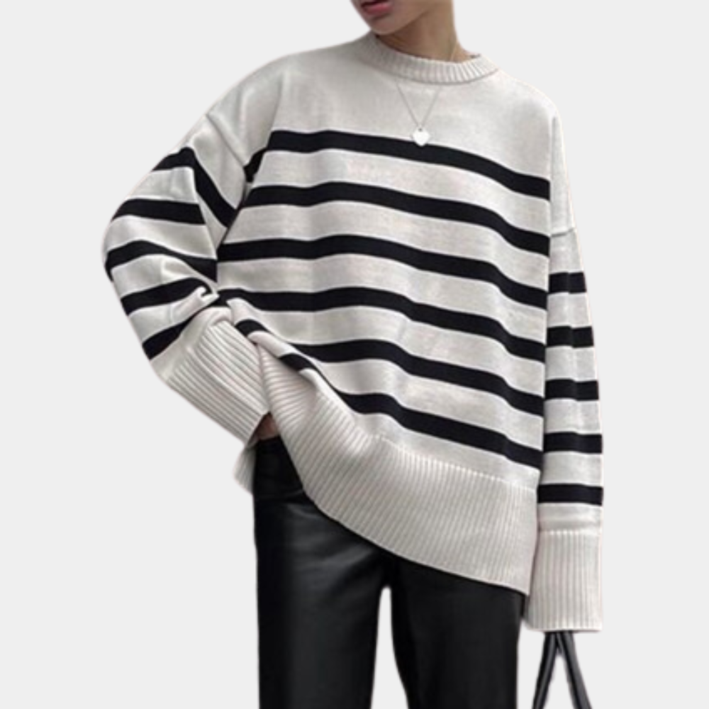 Women's Striped Oversized Jumper – Ribbed Cuffs