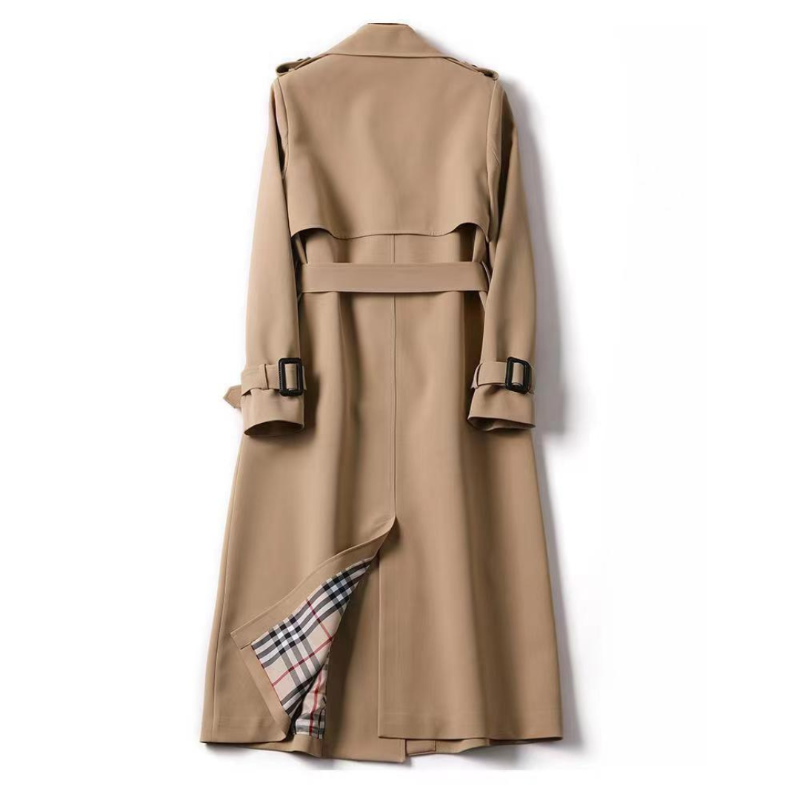 Women's Belted Trench Coat – Double-Breasted Winter