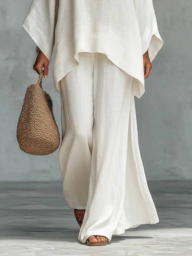 Women's Linen Co Ord Set – Relaxed Top & Wide Leg Trousers