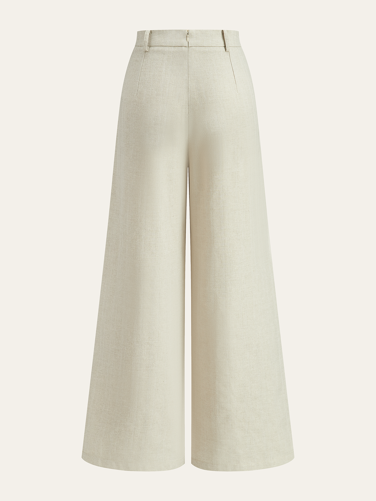 Women's Wide Leg Linen-Blend Trousers – High-Waist Pleated
