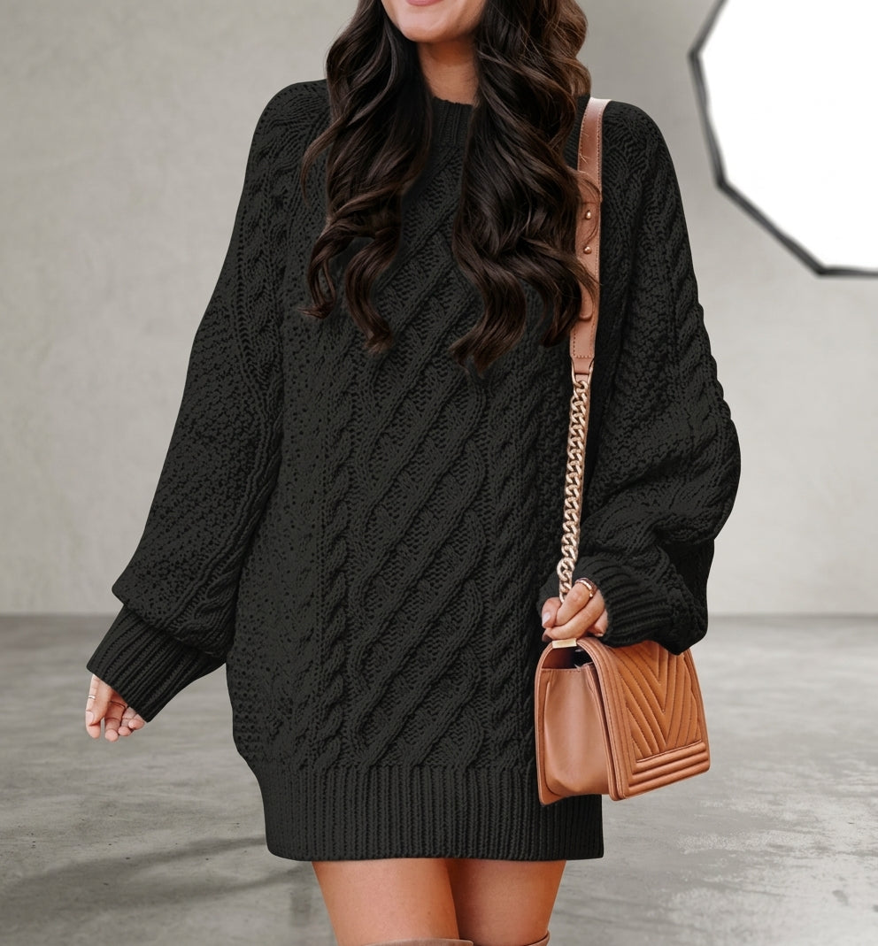 Women's Chunky Cable Knit Jumper Dress – Oversized Jumper