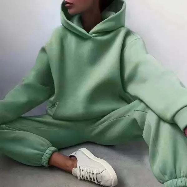 Women's Cropped Hoodie & Jogger Co-ord Set, Oversized Loungewear