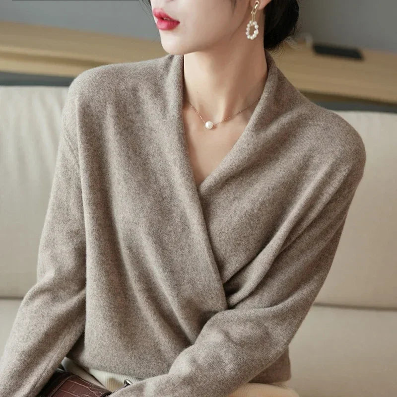Women's V-Neck Knit Wrap Jumper