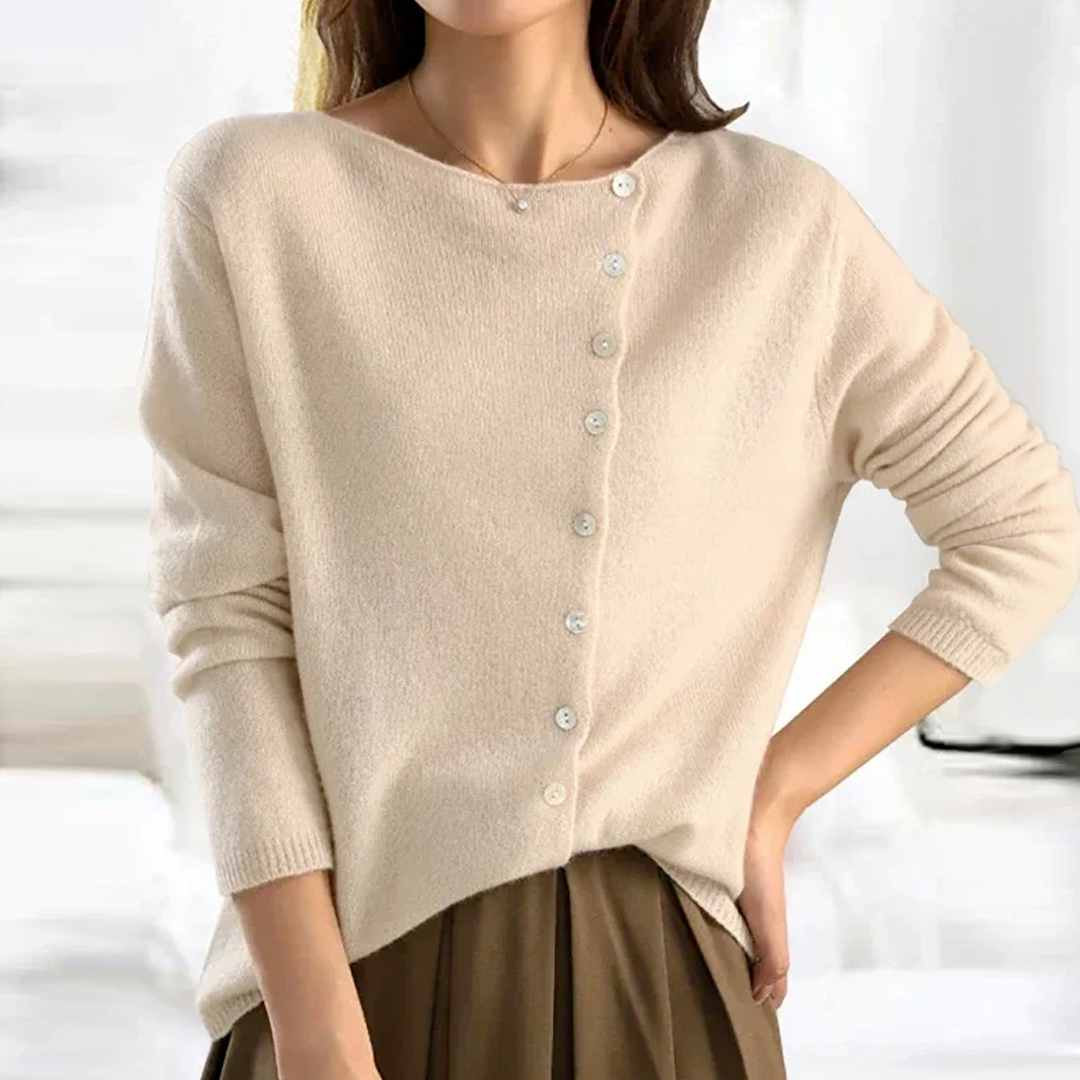 Women's Asymmetric Button Jumper, Long Sleeve