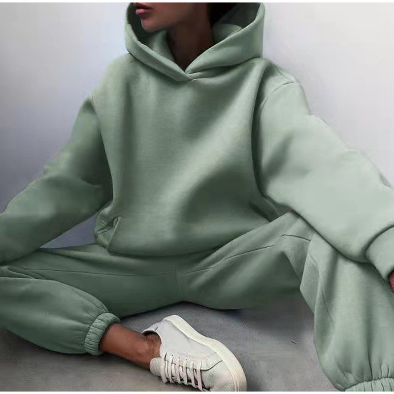 Women's Fleece Hoodie & Joggers Set – Green