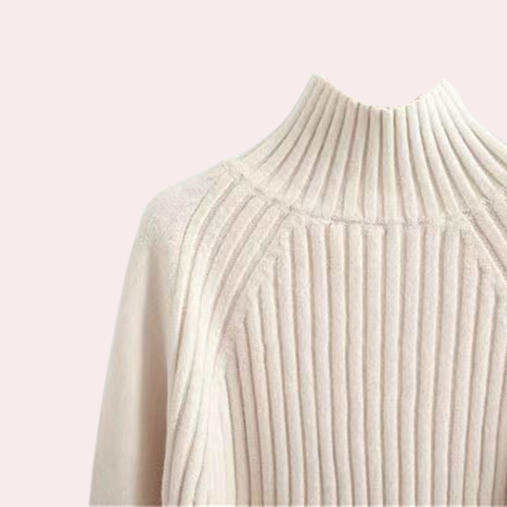 Women's Ribbed Knit Jumper – Mock Neck