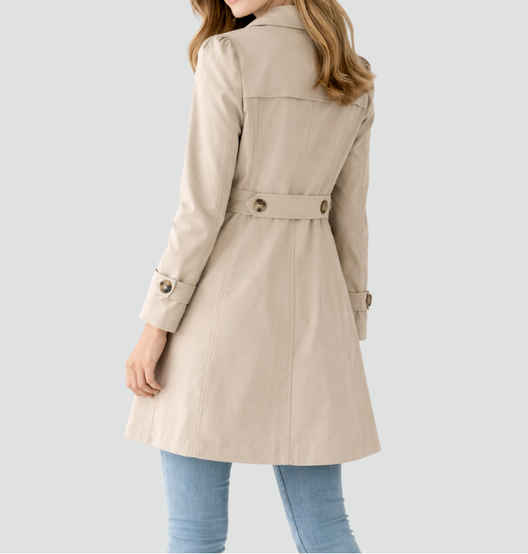 Women's Belted Trench Coat – Slim Fit Classic Lapel Coat