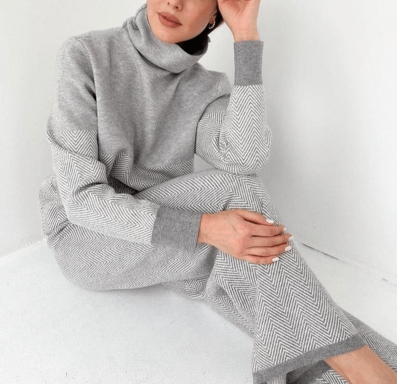 Women's Knitted Roll Neck Jumper Co-ord Set