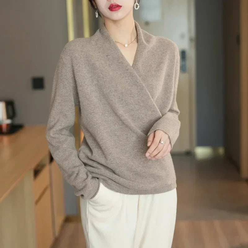 Women's V-Neck Knit Wrap Jumper