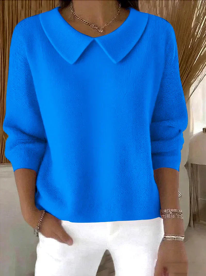 Women's Peter Pan Collar Knit Jumper – Relaxed Fit Pullover