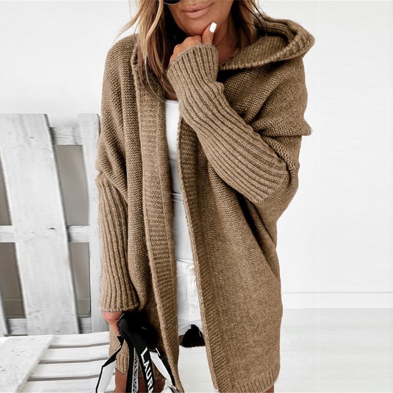 Women's Hooded Knit Cardigan – Oversized Longline