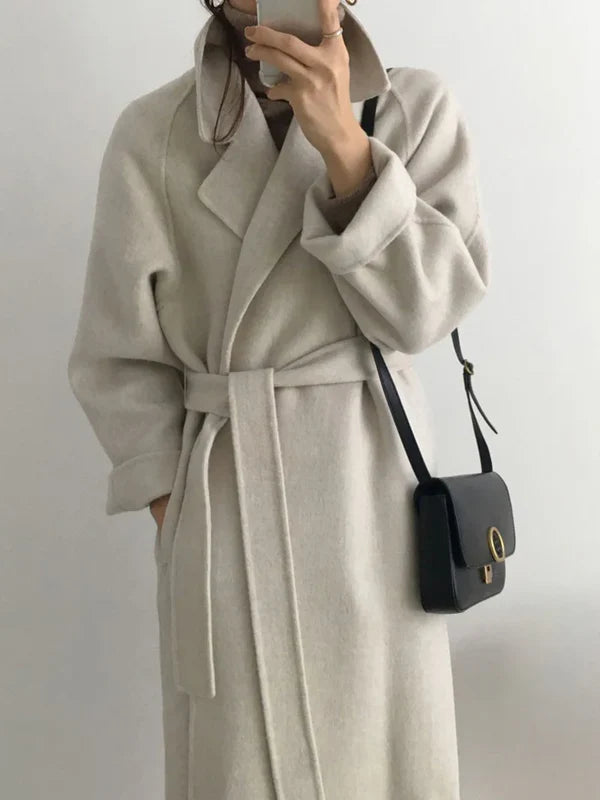 Women's Wool-Blend Belted Coat – Longline