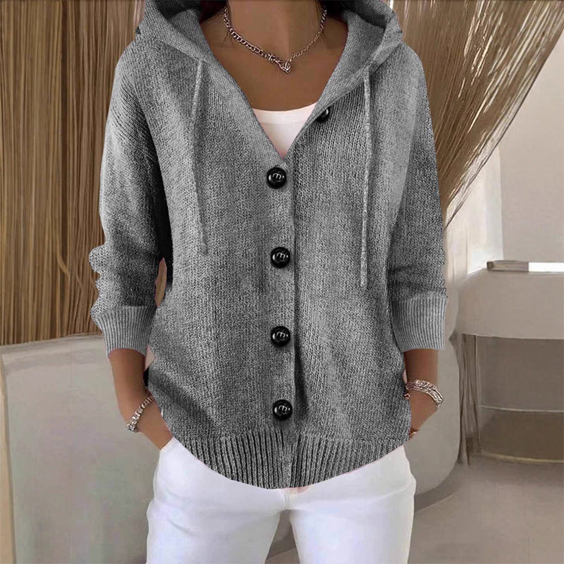 Women's Knit Hooded Cardigan – Button Front