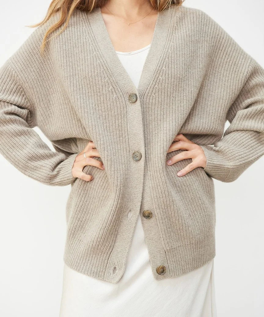Women's Ribbed Knit Cardigan – Oversized Fit