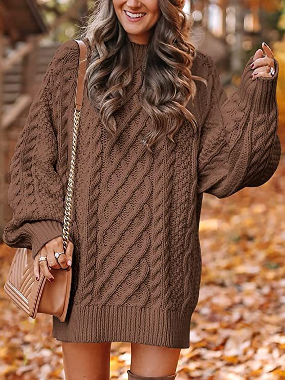 Women's Chunky Cable Knit Jumper Dress – Oversized Jumper