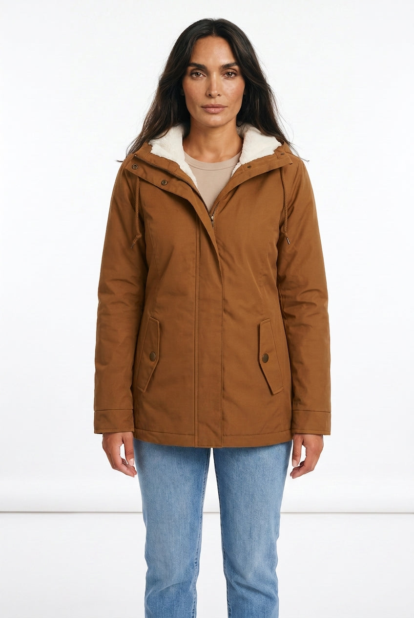 Women's Fleece-Lined Hooded Parka – Sherpa Winter Jacket