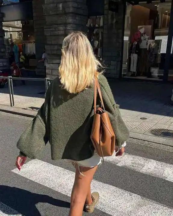 Women's Oversized Knit Jumper – Bishop Sleeve Chunky Jumper