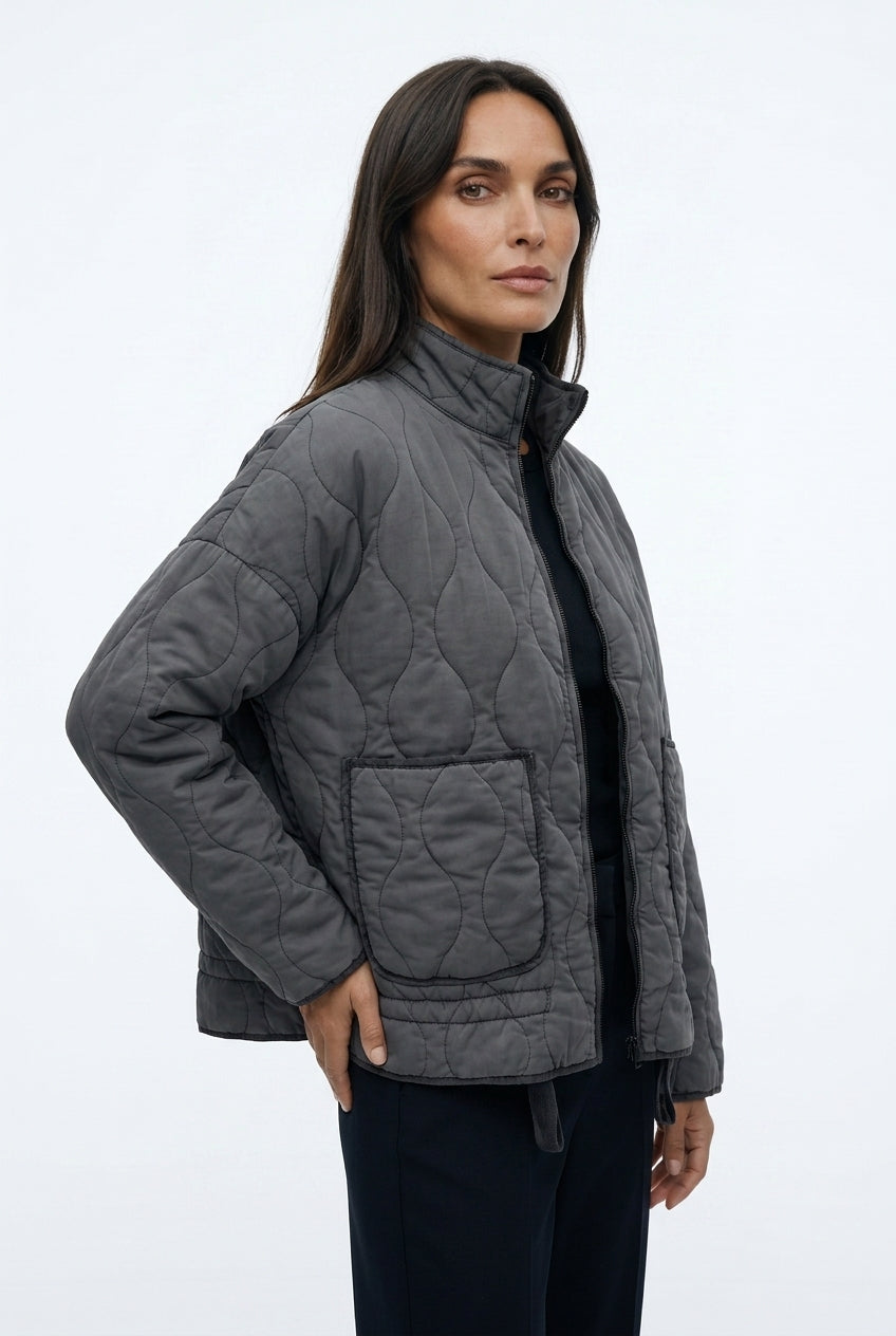 Women's Quilted Puffer Jacket – High Collar Zip Up Coat
