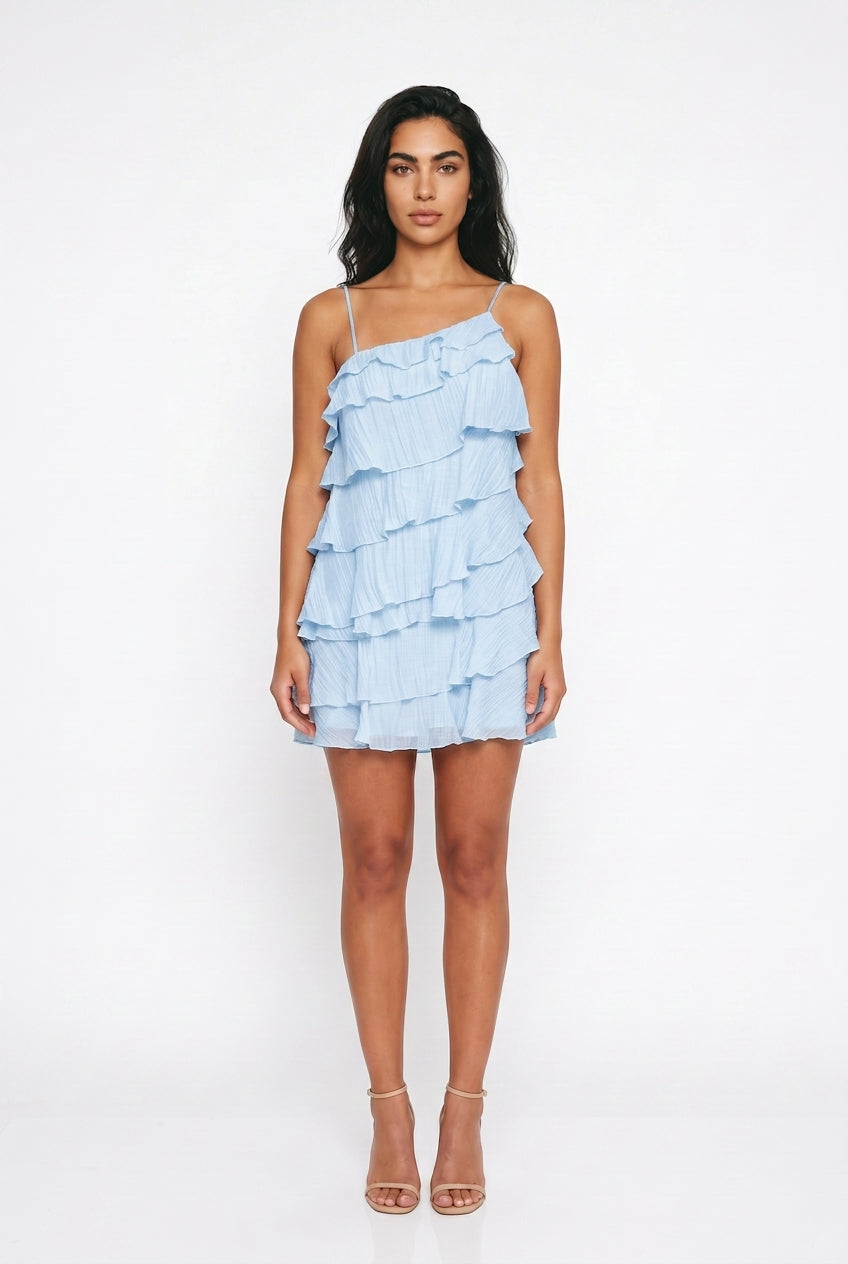 Women's Tiered Ruffle Mini Dress – Strappy Summer Party