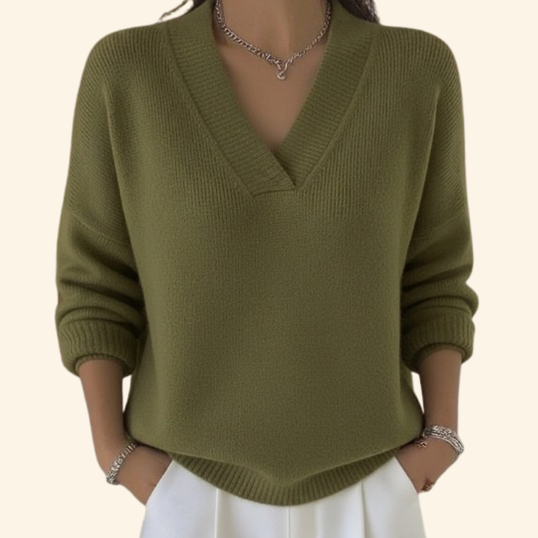 Women's V-Neck Jumper – Soft Knit Pullover