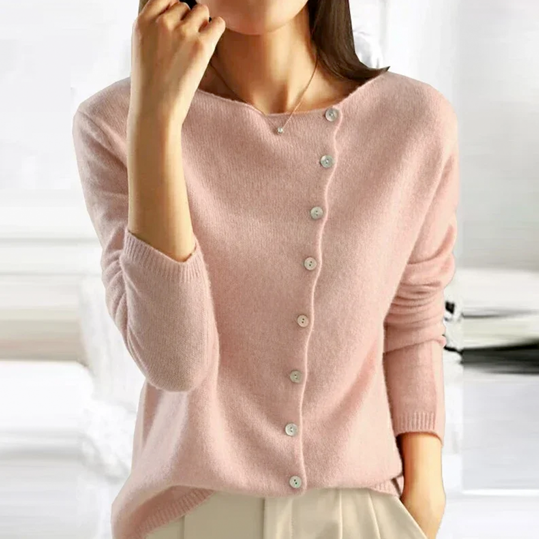 Women's Asymmetric Button Jumper, Long Sleeve