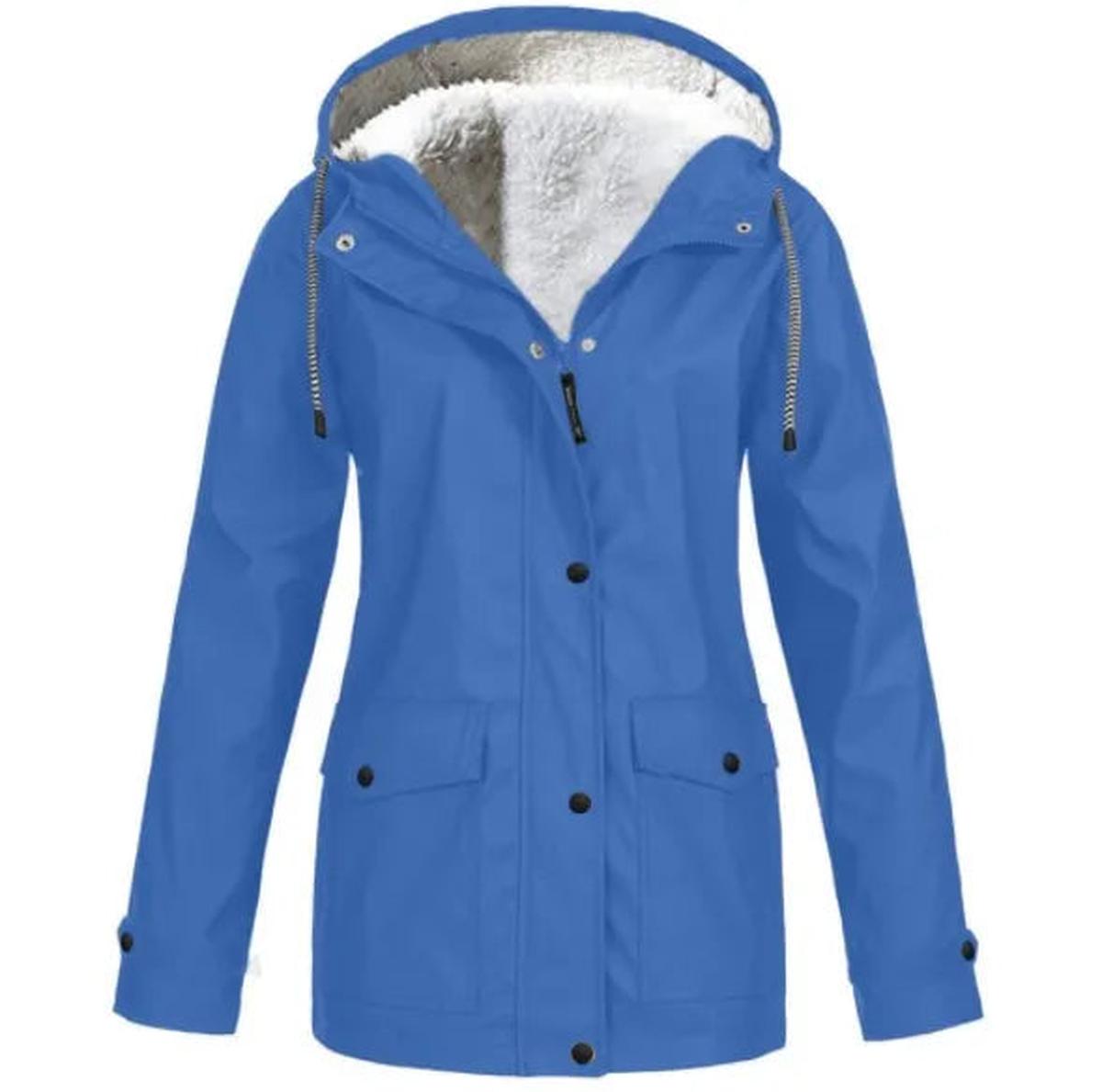 Women's Fleece-Lined Hooded Jacket – Waterproof Windproof Coat