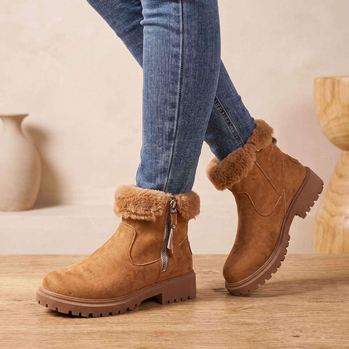 Women's Waterproof Ankle Boots Lugged Sole