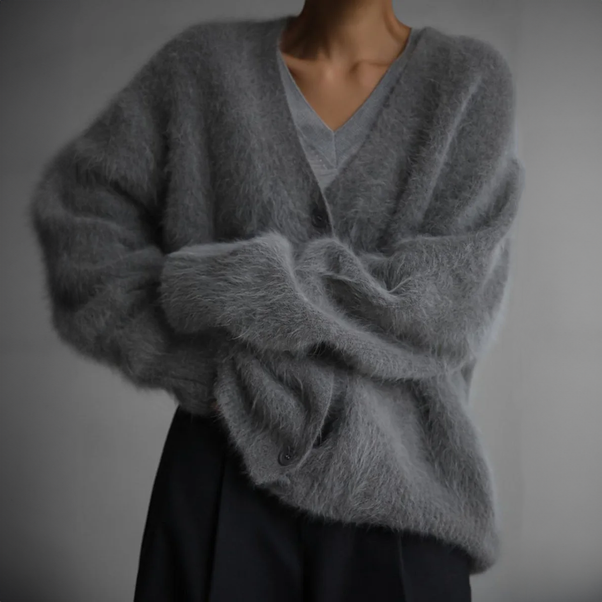 Women's Fluffy Knit Cardigan – Oversized Fit
