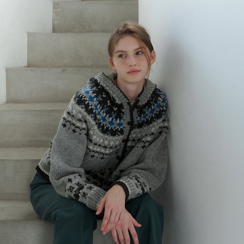 Women's Fair Isle Knit Cardigan with Hood